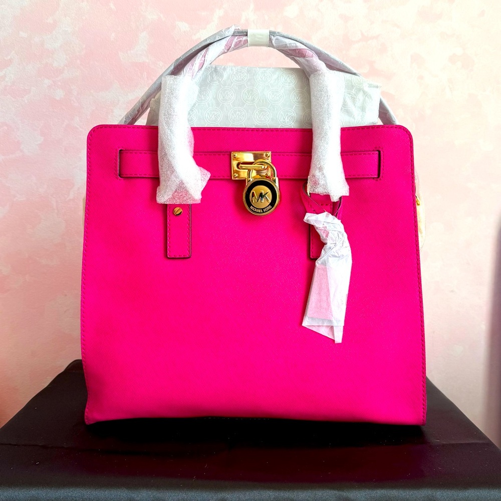 Michael Kors Pink Satchel with Gold-Toned Clasp